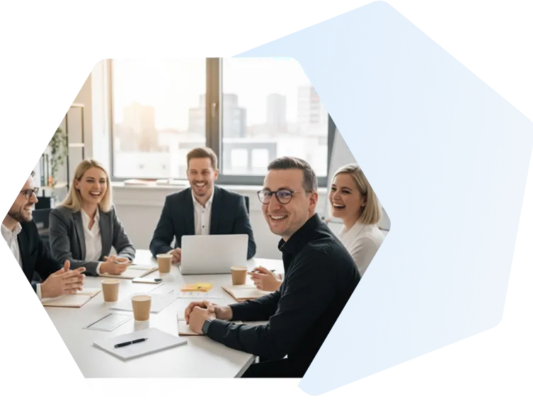 Das Konsultaix Team am Tisch im Büro