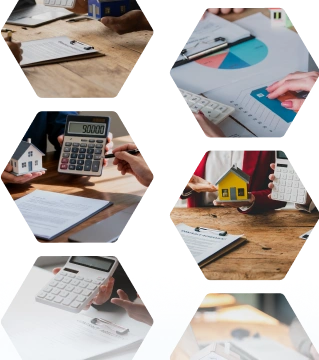 Polygone mit Bildern der Immobilienwirtschaft