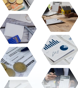 Polygone mir Bildern der Finanzwirtschaft